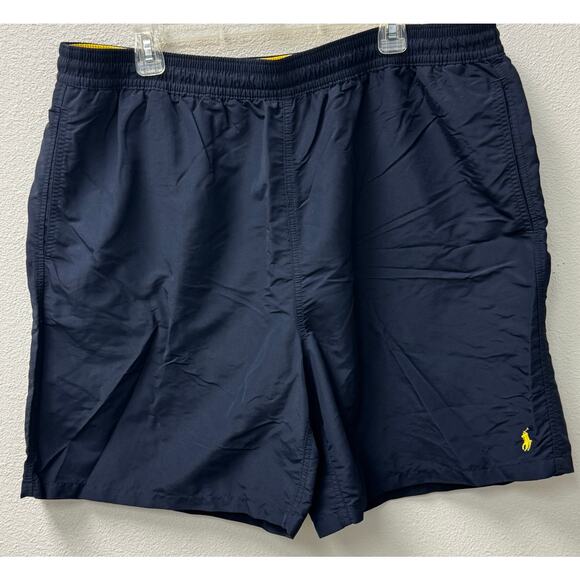 Polo Ralph Lauren Men's Swimsuit Trunks Navy Yellow Pony Size‎ 2XLT - Picture 1 of 8